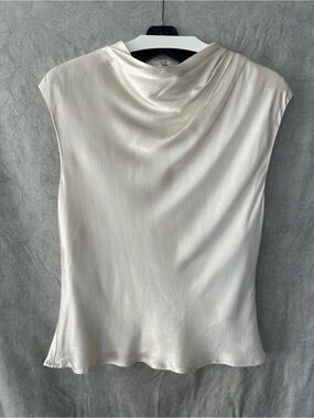 ASTR Satin Drape Sleeveless Blouse - Cream